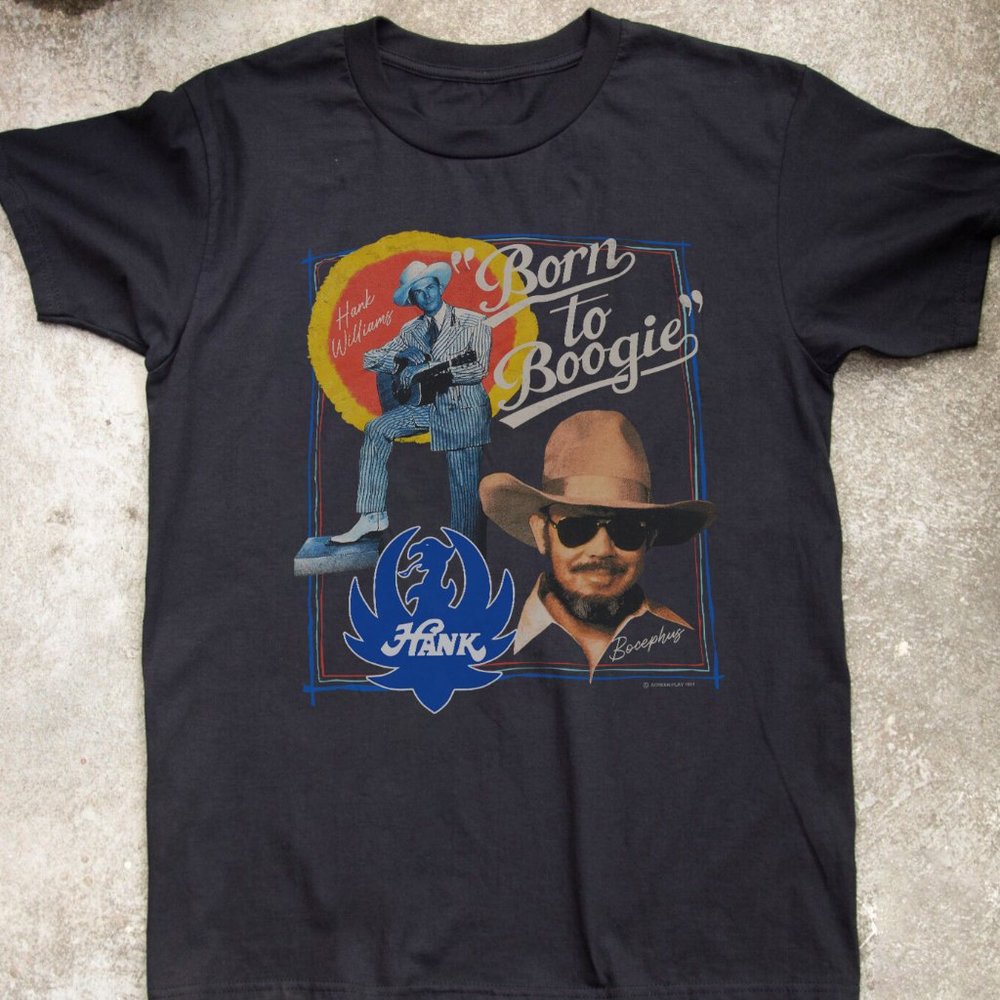 Black Short Sleeves T-shirt Born to Boogie Vintage Shirt, Hank William Jr